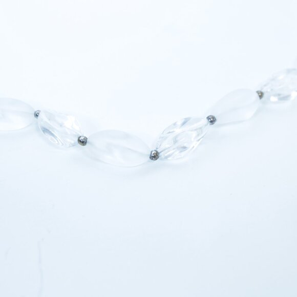 Clear Crystal Translucent Beaded Long Statement Necklace - Picture 7 of 7